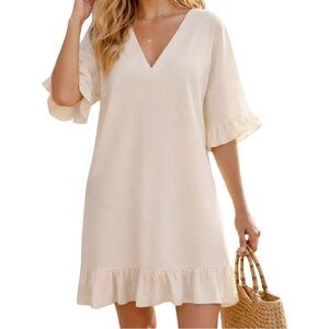 Cupshe V-Neck Breezy Beach Cover Up with Ruffle Accents • Size XL • NEW W/ TAGS